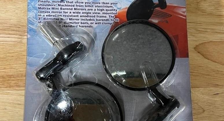 Motrax Bar End Mirrors 3" Diameter To Fit 7/8" Bars